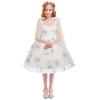 ABEHIK Little Girls Dresses Flower Girl Dress Toddler Sleeveless Spaghetti Straps Backless Floral Embroidered Princess Dress Summer Wedding Birthday Party Fairy Tulle Tutu Dress White 6-12M view 2