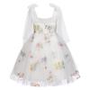 ABEHIK Little Girls Dresses Flower Girl Dress Toddler Sleeveless Spaghetti Straps Backless Floral Embroidered Princess Dress Summer Wedding Birthday Party Fairy Tulle Tutu Dress White 6-12M view 3