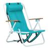 Folding Backpack Beach Chair, 4 Position Portable Camping Chair with Headrest Cup Holder and Wooden Armrests (Sky Blue, 1 Pack) view 1