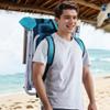 Folding Backpack Beach Chair, 4 Position Portable Camping Chair with Headrest Cup Holder and Wooden Armrests (Sky Blue, 1 Pack) view 2