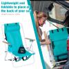 Folding Backpack Beach Chair, 4 Position Portable Camping Chair with Headrest Cup Holder and Wooden Armrests (Sky Blue, 1 Pack) view 4
