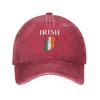 Ireland Irish Flag Cowboy Hat Men Vintage Baseball Cap Women Trucker Hat Dad Hat Adjustable Snapback Hat Red view 1