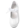 Linodes PU Leather/Patent Ribbon Tie Tap Shoe for Girls and Boys (Toddler/Little Kid/Big Kid)-White Patent-9M-Toddler view 3
