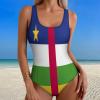 Adugen Origei Women's Bikini Central African Republic Flag Vacation One-Piece Beach Swimsuit Bathing Suit 2XL view 2