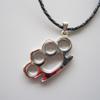 ARTICAL HEART Bright Silver Four Ring Shape Pendant Charm Braided Leather Necklace view 4
