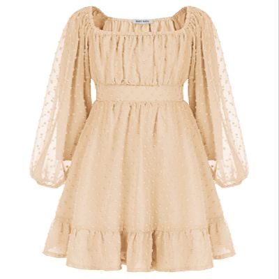 GRACE KARIN Girls Dress Ruffle Off The Shoulder Casual A-Line Swiss Dot Fall Dress Dark Green 14Y