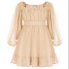 GRACE KARIN Girls Dress Ruffle Off The Shoulder Casual A-Line Swiss Dot Fall Dress Dark Green 14Y view 1