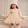GRACE KARIN Girls Dress Ruffle Off The Shoulder Casual A-Line Swiss Dot Fall Dress Dark Green 14Y view 2