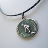 ARTICAL HEART Enamel Surfing Sports Pendant Charm Braided Leather Necklace, Large, Antique Silver view 2