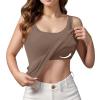 Orders My delivery Today's Orders Placed by me Prime Built in Bra Tank Tops for Women Cotton Padding Adjustable Spaghetti Strap Camisole Plus Size 2024 Summer Tops Dark Beige view 1