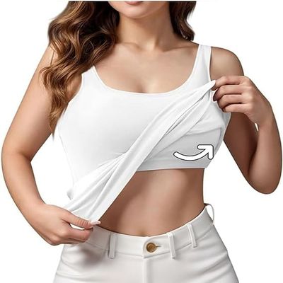 Returns and refunds Orders Log in Built in Bra Tank Tops for Women Cotton Padding Adjustable Spaghetti Strap Camisole Plus Size 2024 Summer Tops Silver