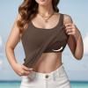 How do i Cancel Order My Today 2024 Built in Bra Tank Tops for Women Cotton Padding Adjustable Spaghetti Strap Camisole Plus Size 2024 Summer Tops Dark Beige view 2