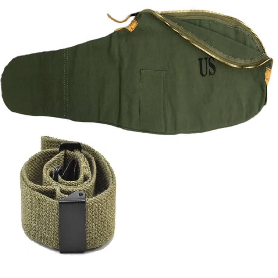 NineFit Basics War Equine Militaria U.S Army WWII for M1 Carbine Carry Case Canvas Bag with M1 Garand Web Sling, OD GREEN