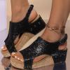 Ladmiple Wedge Sandals For Women Low Heel Wide Women's Bohemia Platform Wedge Sandals: Flatform Open Toe Ankle Strap Slip on Stylish Casual Dressy Beach Summer Dress Shoes view 4