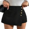 VorrA Button Wrap Skort High Waist Fall Womens Short Pants, Small, Black view 1