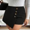 VorrA Button Wrap Skort High Waist Fall Womens Short Pants, Small, Black view 4