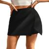 VorrA High Waist Asymmetrical Hem Skort Wrap Fall Womens Short Pants, Small, Black view 1