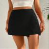 VorrA High Waist Asymmetrical Hem Skort Wrap Fall Womens Short Pants, Small, Black view 2