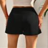 VorrA High Waist Asymmetrical Hem Skort Wrap Fall Womens Short Pants, Small, Black view 3