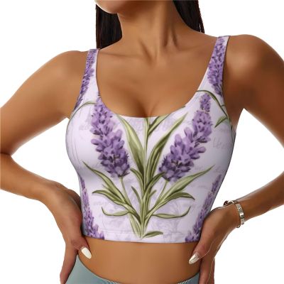 ZLYYXY Women'S Sports Bras - U-Racerback Bra Lavender Stamp Workout Tank Tops with Removable Cups for Running/Yoga/Gym, Small
