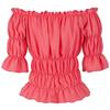Blouses for Women Renaissance Shirts Off The Shoulder Gothic Short Sleeve Plus Size Tops Medieval Pirate Pink XS view 2