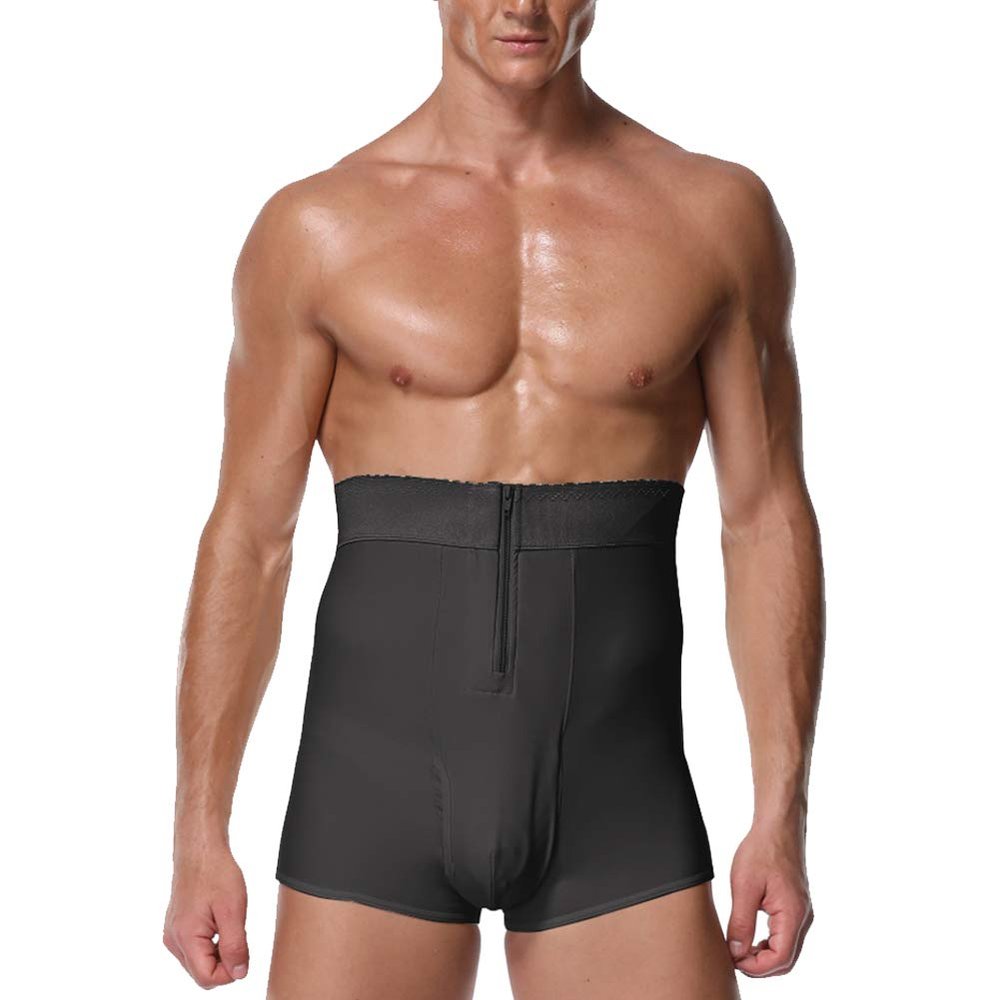 ALEPXS Safety Certification Men Shapewear Slimming High Waist Boxer Brief Tummy Leg Control Briefs Body Shaper,2,L