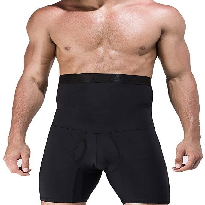 ALEPXS Safety Certification Men Slimming Shorts Brief High Waist Control Shapewear Seamless Belly Girdle Boxer(Size:X-Large)