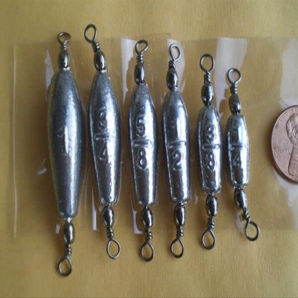 18 PCS. TROLLING SINKER W/#7 BLACK BARREL SWIVEL 1,3/4,5/8,1/2,3/8,1/4 OZ. 3ea. for Toothy Critters, Rigging Baits and Lures for Saltwater & Freshwater.
