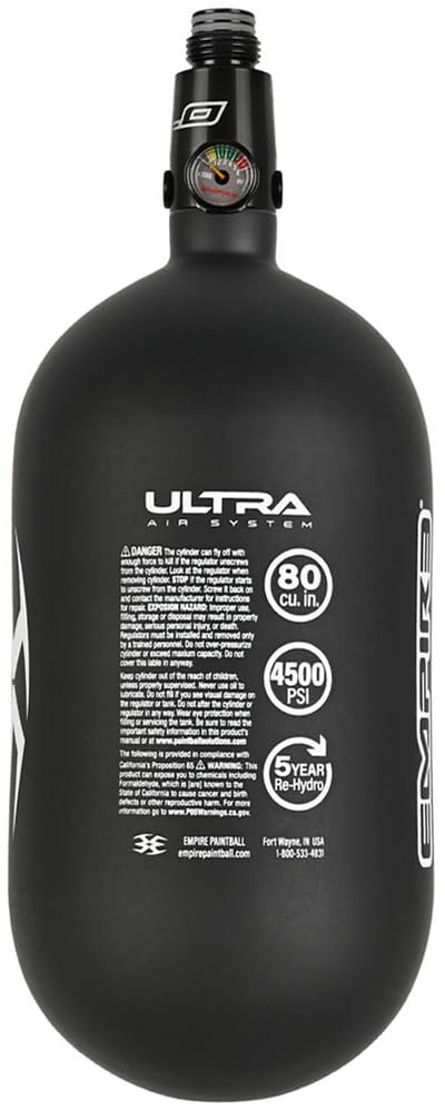Tippmann Empire JT Ultra Light Carbon Fiber 80ci / 4500psi N2 Compressed Air HPA Paintball Tank w/FLO Pro Regulator - Guaranteed Hydro Date 2023/12