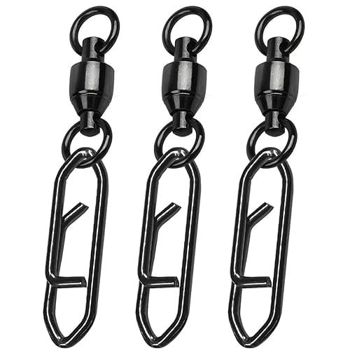 GERUITE Snap Fishing Swivels Ball Bearing Swivel High Strength Fishing Swivels Saltwater Stainless Barrel Swivel for Freshwater#3(50 Pcs)
