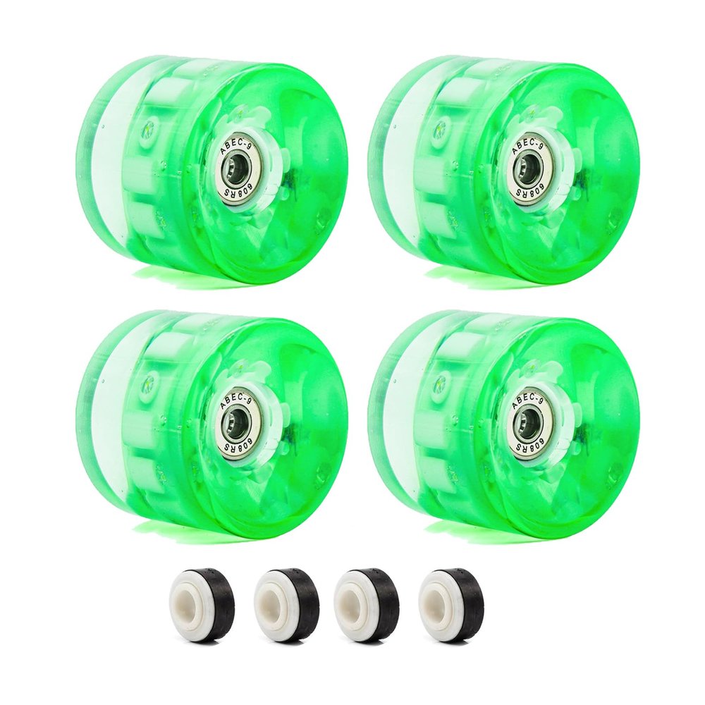 GXBHSP 65mm Skateboard Wheels 78A Longboard Wheels Skateboard Wheels and Bearings Set Cruiser Wheels Light up Skate Wheel Durable Polyurethane PU 4pcs (Green)