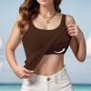 Orders My Todays+Deals+in Built in Bra Tank Tops for Women Cotton Padding Adjustable Spaghetti Strap Camisole Plus Size 2024 Summer Tops Coffee amaon view 4