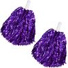 2 Pcs Cheerleading Pom Poms with Handle for Girl Team Spirit Sports Games Dance Outfit (Purple Glitter) view 1