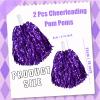 2 Pcs Cheerleading Pom Poms with Handle for Girl Team Spirit Sports Games Dance Outfit (Purple Glitter) view 2