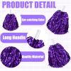 2 Pcs Cheerleading Pom Poms with Handle for Girl Team Spirit Sports Games Dance Outfit (Purple Glitter) view 3