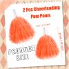 2 Pcs Cheerleading Pom Poms with Handle for Girl Team Spirit Sports Games Dance Outfit (Orange Matte) view 2
