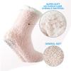 Bulinlulu Fuzzy Socks With Grips for Women,7 Pairs Non Slip Hospital Sleep Warm Fluffy Non-Skid Thick Slipper Socks with Grippers(Dark Grey/White/Blue) view 4