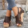 Wedges For Women Black Womens Espadrilles Sandals Flats,Women's Platform Sandals Espadrille Wedge Summer Ankle Strap Studded Open Toe Sandal view 2