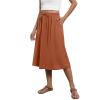 Boho Women's Trendy Summer Flowy High Waist Midi Skirts with Pockets - Lightweight, Loose, Y2k Beach A-Line Drawstring High Waisted Skirts for Work & Office - Bohemian