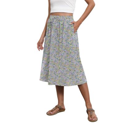 Boho Shorts Women's Trendy Summer Midi Skirts with Pockets, Y2k High Waisted A-Line Skirts, Lightweight, Comfortable, Drawstring Ties - Perfect for Bohemian &Casual Wear