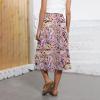 Boho Skirts for Women Trendy Summer Flowy Floral Midi Skirts with Pockets Lightweight Loose Y2k Beach Skirts A-Line Drawstring High Waisted Skirts for Women Midi Length Wrap Skirt Bohemian Skirts view 2