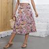 Boho Skirts for Women Trendy Summer Flowy Floral Midi Skirts with Pockets Lightweight Loose Y2k Beach Skirts A-Line Drawstring High Waisted Skirts for Women Midi Length Wrap Skirt Bohemian Skirts view 3