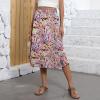 Boho Skirts for Women Trendy Summer Flowy Floral Midi Skirts with Pockets Lightweight Loose Y2k Beach Skirts A-Line Drawstring High Waisted Skirts for Women Midi Length Wrap Skirt Bohemian Skirts view 4