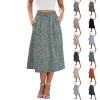 Boho Women's Summer Floral Midi Skirts with Pockets - Lightweight, Loose, High Waisted A-Line Skirts for Work & Beach view 1