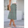 Boho Women's Summer Floral Midi Skirts with Pockets - Lightweight, Loose, High Waisted A-Line Skirts for Work & Beach view 3