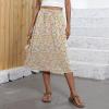 Boho Skirts for Women Trendy Summer Flowy Floral Midi Skirts with Pockets Lightweight Loose Comfy Y2k Skirts Drawstring High Waisted A-Line Skirts Work Skirts for Women Office Bohemian Skirts view 4