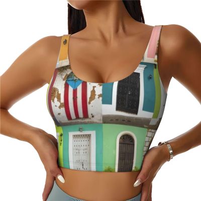 Ncpkcb Women's Sports Vest Fashion Yoga Tank Tops Puerto Rico Arched Door Pattern Sports Bra Cozy Workout Fitness Vest, X-Large