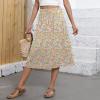Boho Skirts for Women Trendy Summer Flowy Floral Midi Skirts with Pockets Lightweight Loose Comfy Y2k Skirts Drawstring High Waisted A-Line Skirts for Women Midi Length Wrap Skirt Bohemian Skirts view 2