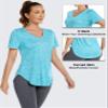 Alovien Short Sleeve Workout Shirts Women Loose Fit, V-Neck Women Exercise T-Shirt Workout Top, Dry Fit Yoga Gym Sport Tops, Bright Blue,S Mint Green view 3