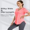 Alovien Short Sleeve Workout Shirts Women Loose Fit, V-Neck Women Exercise T-Shirt Workout Top, Dry Fit Yoga Gym Sport Tops, Cherry Red,M view 4